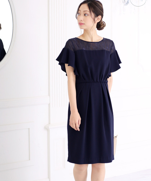 Bou Jeloud(ブージュルード)の「結婚式・パーティー対応◇ショルダーレーシードレス(ドレス・レディース・ネイビー/グレー/ミント・38)」の4枚目の写真