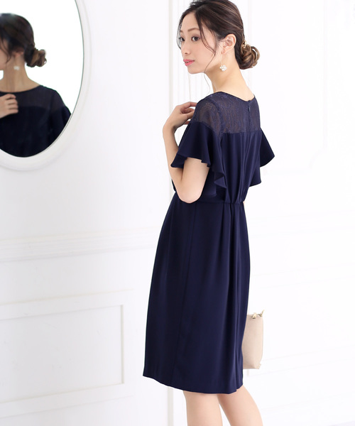 Bou Jeloud(ブージュルード)の「結婚式・パーティー対応◇ショルダーレーシードレス(ドレス・レディース・ネイビー/グレー/ミント・38)」の6枚目の写真