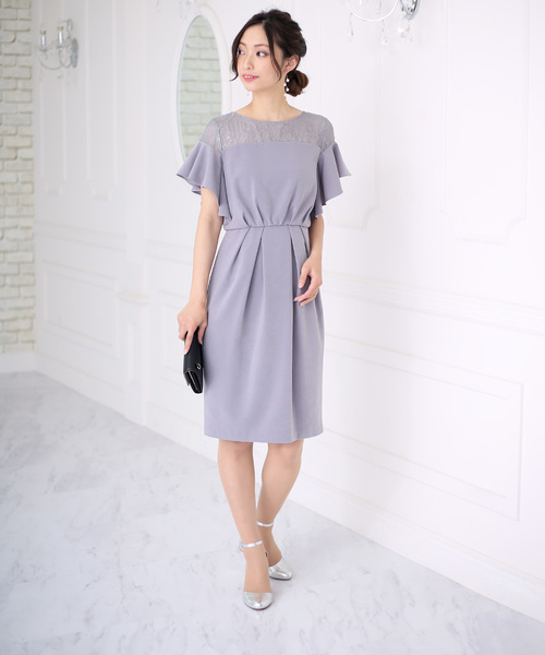 Bou Jeloud(ブージュルード)の「結婚式・パーティー対応◇ショルダーレーシードレス(ドレス・レディース・ネイビー/グレー/ミント・38)」の9枚目の写真