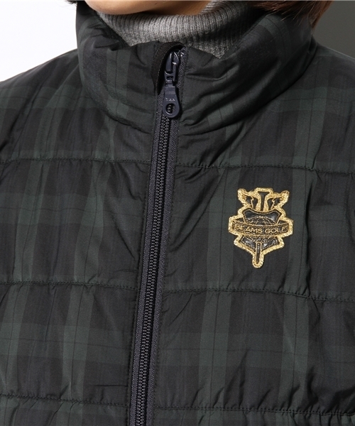 ビームスゴルフ　ダウンジャケット　チェック　ワッペン　ブラックウォッチ　M BEAMS GOLF（ビームスゴルフ）の「□BEAMS GOLF PURPLE LABEL