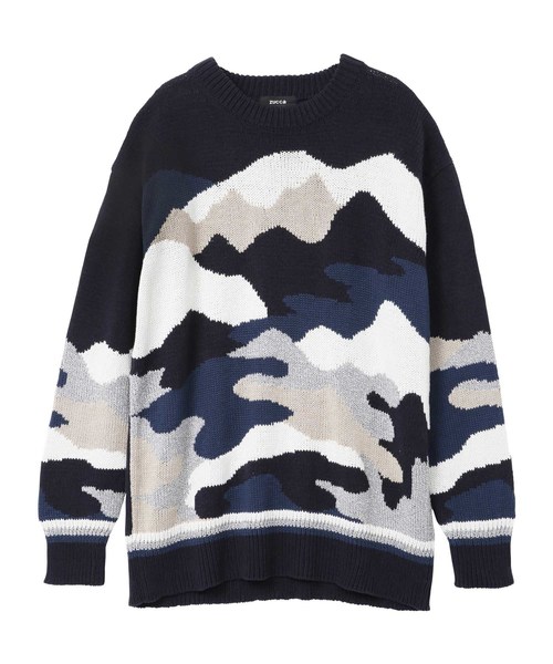 CABANE de ZUCCa(カバンドズッカ)の「S マウンテリーインターシャ(ニット/セーター・メンズ・ネイビー/オフホワイト・M size)」の2枚目の写真