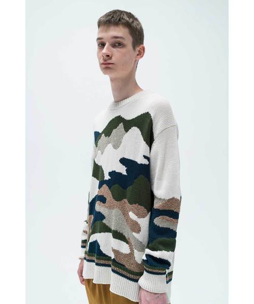 CABANE de ZUCCa(カバンドズッカ)の「S マウンテリーインターシャ(ニット/セーター・メンズ・ネイビー/オフホワイト・M size)」の7枚目の写真