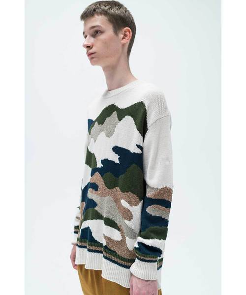 CABANE de ZUCCa(カバンドズッカ)の「S マウンテリーインターシャ(ニット/セーター・メンズ・ネイビー/オフホワイト・M size)」の8枚目の写真