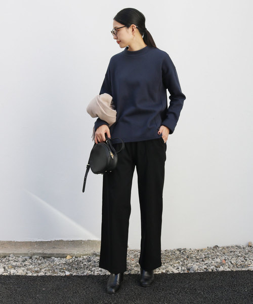 andme（アンドミー）の「裏起毛オーバーサイズチュニックトップス（スウェット・レディース・ブラック/ネイビー/グレー/カーキ/ベージュ/アイボリー・M）」の6枚目の写真