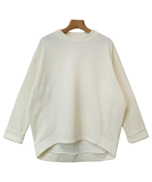 andme（アンドミー）の「裏起毛オーバーサイズチュニックトップス（スウェット・レディース・ブラック/ネイビー/グレー/カーキ/ベージュ/アイボリー・M）」の2枚目の写真