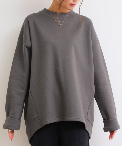 andme（アンドミー）の「裏起毛オーバーサイズチュニックトップス（スウェット・レディース・ブラック/ネイビー/グレー/カーキ/ベージュ/アイボリー・M）」の11枚目の写真