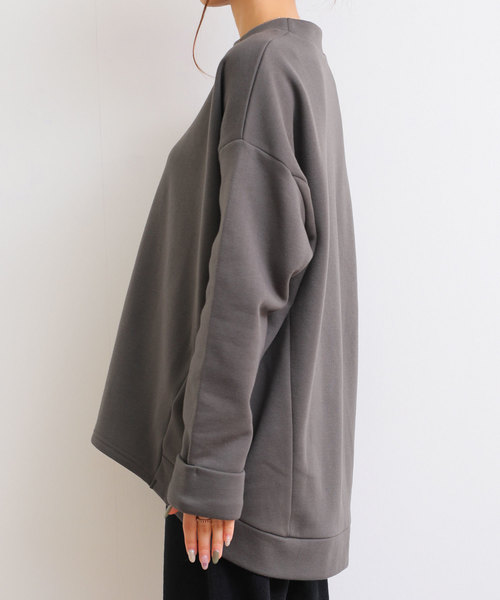 andme（アンドミー）の「裏起毛オーバーサイズチュニックトップス（スウェット・レディース・ブラック/ネイビー/グレー/カーキ/ベージュ/アイボリー・M）」の9枚目の写真