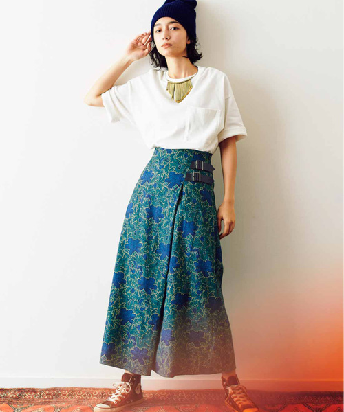 MEDE19F（メデジュウキュウ）の「〈「ミュルーズ染織美術館」アーカイブコレクション〉プリントスカート〈グリーン〉（スカート・レディース・グリーン・MEDIUM/LARGE/X-LARGE/XX-LARGE）」の2枚目の写真