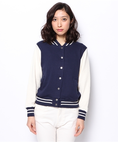 WEGO（ウィゴー）の「WEGO/スウェットバックロゴスタジャン（スタジャン・レディース・ブラック/ネイビー/ピンク・FREE）」の4枚目の写真