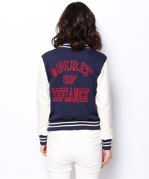 WEGO（ウィゴー）の「WEGO/スウェットバックロゴスタジャン（スタジャン・レディース・ブラック/ネイビー/ピンク・FREE）」の6枚目の写真