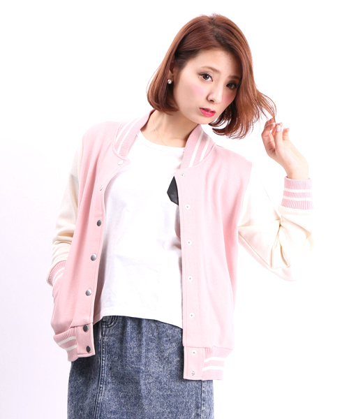 WEGO（ウィゴー）の「WEGO/スウェットバックロゴスタジャン（スタジャン・レディース・ブラック/ネイビー/ピンク・FREE）」の15枚目の写真