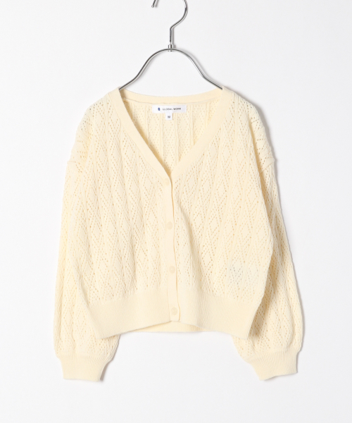 GLOBAL WORK(グローバルワーク)の「【キッズ】スカシアミショートカーデ/827904(カーディガン/ボレロ・キッズ・ホワイト/レッド・LARGE/MEDIUM/XX-LARGE/X-LARGE/SMALL)」の2枚目の写真