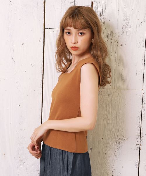 one after another NICE CLAUP(ワンアフターアナザーナイスクラップ)の「スクエアインナービスチェ(タンクトップ・レディース・アイボリー/オレンジ/ピンク/ダークブラウン・FREE)」の17枚目の写真
