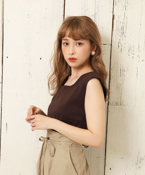 one after another NICE CLAUP(ワンアフターアナザーナイスクラップ)の「スクエアインナービスチェ(タンクトップ・レディース・アイボリー/オレンジ/ピンク/ダークブラウン・FREE)」の8枚目の写真