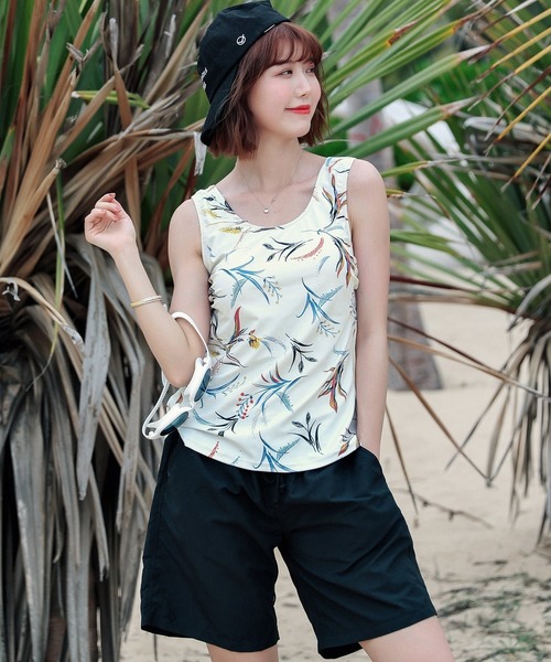 水着 タンクトップビキニ ラッシュパーカー ショートパンツ 4点セット