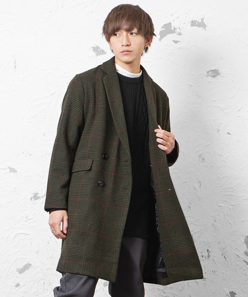 MinoriTY(マイノリティ)の「ビッグシルエットグレンチェックWチェスター メルトン(ダウンジャケット/コート)」|グリーン