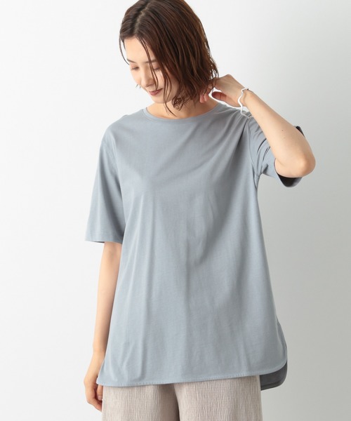 LEPSIM（レプシィム）の「ラウンドヘムロングTSS　871965（Tシャツ/カットソー・レディース・グレイッシュベージュ/ブラック/オフホワイト/ライトブルー・LARGE/MEDIUM）」の4枚目の写真