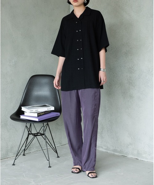 Aunt Marie's(アントマリーズ)の「ダブルボタンオープンカラーハーフスリーブシャツ/AUNT MARIE'S(シャツ/ブラウス・レディース・ブラック/ブラウン・FREE)」の11枚目の写真