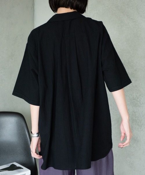 Aunt Marie's(アントマリーズ)の「ダブルボタンオープンカラーハーフスリーブシャツ/AUNT MARIE'S(シャツ/ブラウス・レディース・ブラック/ブラウン・FREE)」の12枚目の写真