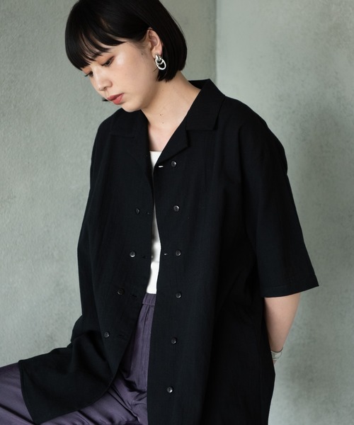 Aunt Marie's(アントマリーズ)の「ダブルボタンオープンカラーハーフスリーブシャツ/AUNT MARIE'S(シャツ/ブラウス・レディース・ブラック/ブラウン・FREE)」の13枚目の写真