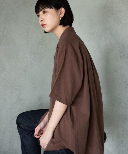 Aunt Marie's(アントマリーズ)の「ダブルボタンオープンカラーハーフスリーブシャツ/AUNT MARIE'S(シャツ/ブラウス・レディース・ブラック/ブラウン・FREE)」の19枚目の写真