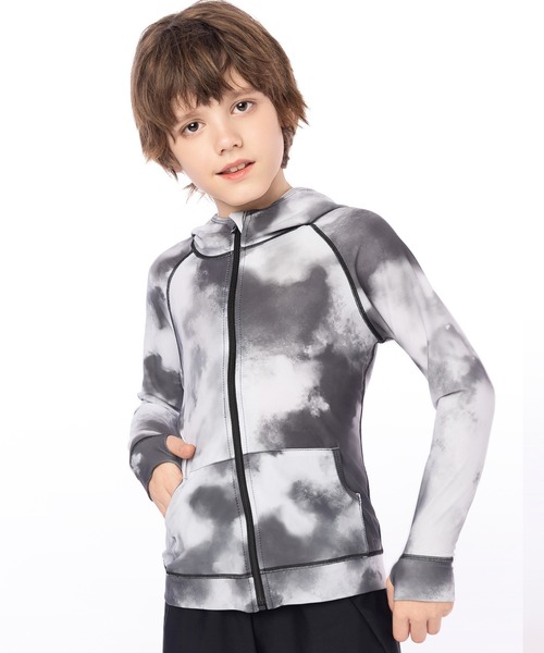 TeddyShop（テディショップ）の「【UVカット率 99.9%以上】キッズ フード付きフロントジップ長袖ラッシュガード パーカー 水陸両用（ラッシュガード・キッズ・ブルー系その他/ライトブルー/パープル/ブラック/ピンク/イエロー/ホワイト/ネイビー/グレー/ブラック×ホワイト/コーラルピンク/グリーン/カラフル/ホワイト系その他/ブルー系その他2/ピンク系その他/グレー系その他/ブラウン/グレー系その他2/ホワイト系その他2/ホワイト系その他3/ブラック系その他/ブルー系その他3/ホワイト×ネイビー/ホワイト×グリーン/ピンク系その他2・150cm/120cm/140cm/110cm/130cm/100cm）」の12枚目の写真