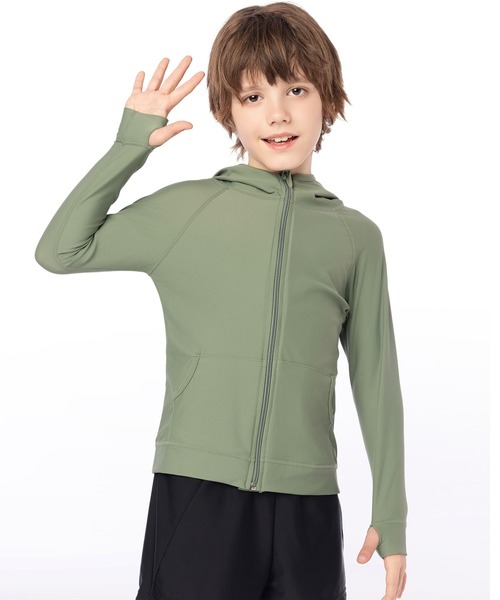 TeddyShop（テディショップ）の「【UVカット率 99.9%以上】キッズ フード付きフロントジップ長袖ラッシュガード パーカー 水陸両用（ラッシュガード・キッズ・ブルー系その他/ライトブルー/パープル/ブラック/ピンク/イエロー/ホワイト/ネイビー/グレー/ブラック×ホワイト/コーラルピンク/グリーン/カラフル/ホワイト系その他/ブルー系その他2/ピンク系その他/グレー系その他/ブラウン/グレー系その他2/ホワイト系その他2/ホワイト系その他3/ブラック系その他/ブルー系その他3/ホワイト×ネイビー/ホワイト×グリーン/ピンク系その他2・150cm/120cm/140cm/110cm/130cm/100cm）」の15枚目の写真