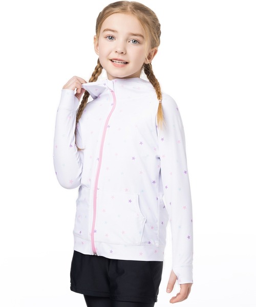 TeddyShop（テディショップ）の「【UVカット率 99.9%以上】キッズ フード付きフロントジップ長袖ラッシュガード パーカー 水陸両用（ラッシュガード・キッズ・ブルー系その他/ライトブルー/パープル/ブラック/ピンク/イエロー/ホワイト/ネイビー/グレー/ブラック×ホワイト/コーラルピンク/グリーン/カラフル/ホワイト系その他/ブルー系その他2/ピンク系その他/グレー系その他/ブラウン/グレー系その他2/ホワイト系その他2/ホワイト系その他3/ブラック系その他/ブルー系その他3/ホワイト×ネイビー/ホワイト×グリーン/ピンク系その他2・150cm/120cm/140cm/110cm/130cm/100cm）」の7枚目の写真