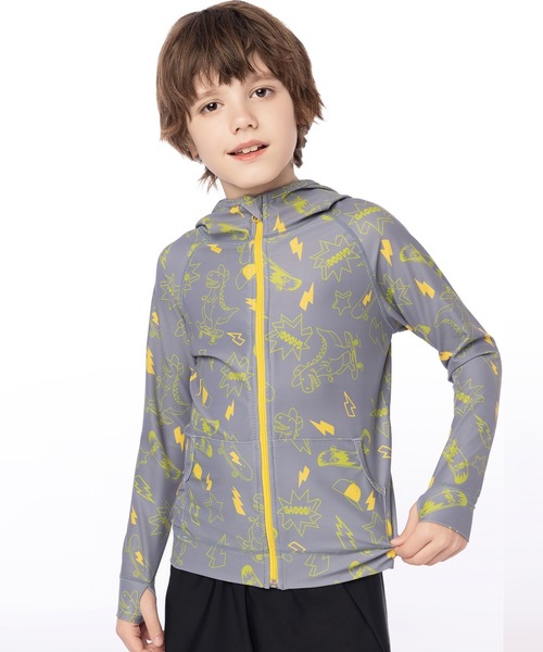 TeddyShop（テディショップ）の「【UVカット率 99.9%以上】キッズ フード付きフロントジップ長袖ラッシュガード パーカー 水陸両用（ラッシュガード・キッズ・ブルー系その他/ライトブルー/パープル/ブラック/ピンク/イエロー/ホワイト/ネイビー/グレー/ブラック×ホワイト/コーラルピンク/グリーン/カラフル/ホワイト系その他/ブルー系その他2/ピンク系その他/グレー系その他/ブラウン/グレー系その他2/ホワイト系その他2/ホワイト系その他3/ブラック系その他/ブルー系その他3/ホワイト×ネイビー/ホワイト×グリーン/ピンク系その他2・150cm/120cm/140cm/110cm/130cm/100cm）」の13枚目の写真