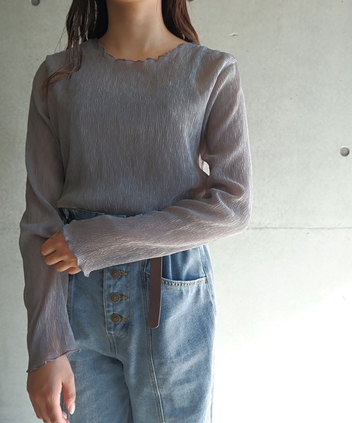 FUN.TRINITY（ファン トリニティー）の「シースルーアンサンブル（シャツ/ブラウス・レディース・ブラック/ブラウン/グリーン/ピンクベージュ・M）」の4枚目の写真