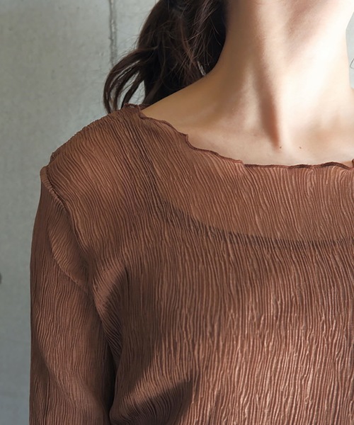 FUN.TRINITY（ファン トリニティー）の「シースルーアンサンブル（シャツ/ブラウス・レディース・ブラック/ブラウン/グリーン/ピンクベージュ・M）」の8枚目の写真