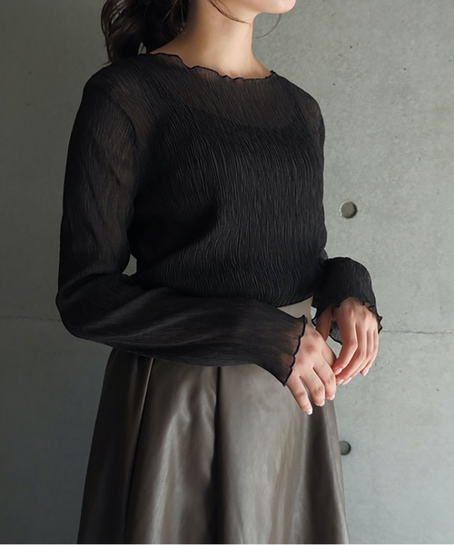 FUN.TRINITY（ファン トリニティー）の「シースルーアンサンブル（シャツ/ブラウス・レディース・ブラック/ブラウン/グリーン/ピンクベージュ・M）」の10枚目の写真