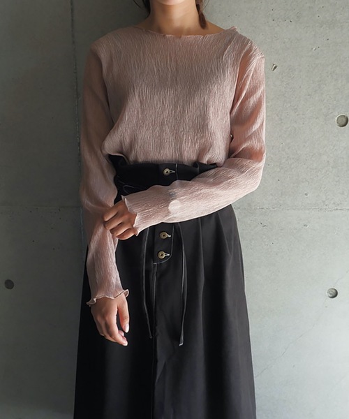 FUN.TRINITY（ファン トリニティー）の「シースルーアンサンブル（シャツ/ブラウス・レディース・ブラック/ブラウン/グリーン/ピンクベージュ・M）」の6枚目の写真