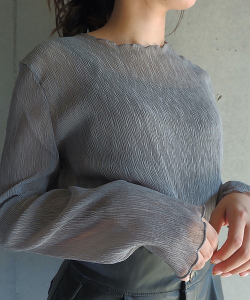 FUN.TRINITY（ファン トリニティー）の「シースルーアンサンブル（シャツ/ブラウス・レディース・ブラック/ブラウン/グリーン/ピンクベージュ・M）」の7枚目の写真