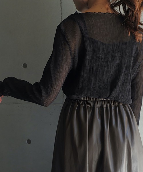 FUN.TRINITY（ファン トリニティー）の「シースルーアンサンブル（シャツ/ブラウス・レディース・ブラック/ブラウン/グリーン/ピンクベージュ・M）」の9枚目の写真