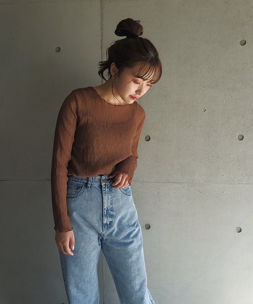 FUN.TRINITY（ファン トリニティー）の「シースルーアンサンブル（シャツ/ブラウス・レディース・ブラック/ブラウン/グリーン/ピンクベージュ・M）」の12枚目の写真