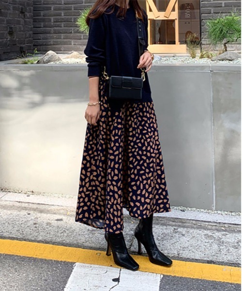 MAISON DE THERESE（メゾン ド テレーズ）の「レイヤード風　異素材ドッキングワンピース（ワンピース・レディース・ネイビー/ブラック・M/L/XXL/XL）」の8枚目の写真