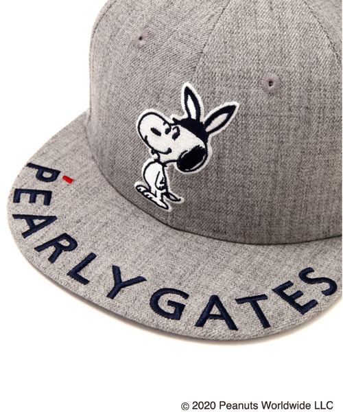 Gates パーリーゲイツ のファッション Pearly Gates Snoopyワッペン フラットブリムキャップ キャップ Pearly キャップ 帽子 Snoopy Pearly