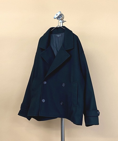 Beno（ビーノ）の「ウーリーテック ビッグシルエット ショート トレンチ ブルゾン（トレンチコート・メンズ・オリーブ/ブルーグレー/グレイッシュベージュ/ブラック/ブラウン・M/L）」の2枚目の写真