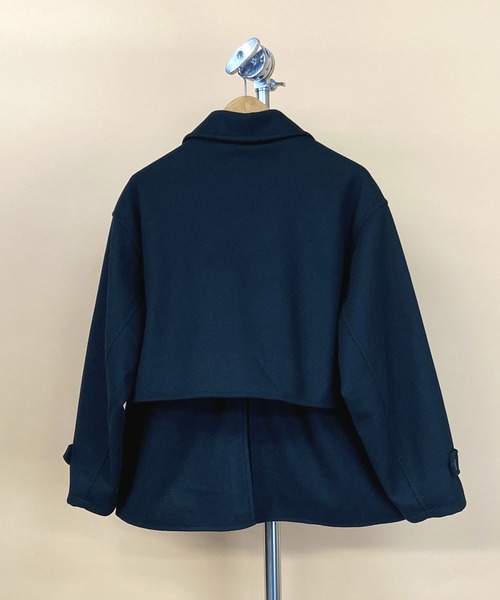 Beno（ビーノ）の「ウーリーテック ビッグシルエット ショート トレンチ ブルゾン（トレンチコート・メンズ・オリーブ/ブルーグレー/グレイッシュベージュ/ブラック/ブラウン・M/L）」の15枚目の写真