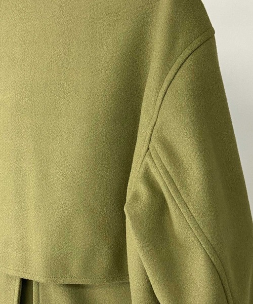 Beno（ビーノ）の「ウーリーテック ビッグシルエット ショート トレンチ ブルゾン（トレンチコート・メンズ・オリーブ/ブルーグレー/グレイッシュベージュ/ブラック/ブラウン・M/L）」の10枚目の写真