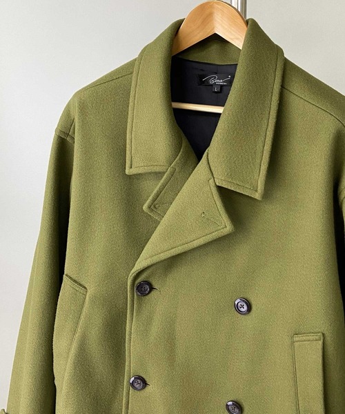 Beno（ビーノ）の「ウーリーテック ビッグシルエット ショート トレンチ ブルゾン（トレンチコート・メンズ・オリーブ/ブルーグレー/グレイッシュベージュ/ブラック/ブラウン・M/L）」の16枚目の写真