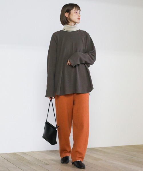 select MOCA(セレクトモカ)の「バックデザインワッフルラウンドトップス(Tシャツ/カットソー・レディース・オリーブ/ライトベージュ/チャコール・FREE)」の10枚目の写真