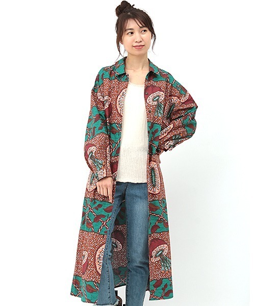 チチカカ（チチカカ）の「キウイキテンゲワンピース（シャツワンピース・レディース・ブラウン/レッド/ブルーグリーン・FREE）」の11枚目の写真