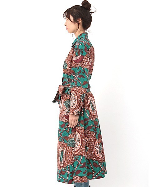 チチカカ（チチカカ）の「キウイキテンゲワンピース（シャツワンピース・レディース・ブラウン/レッド/ブルーグリーン・FREE）」の12枚目の写真