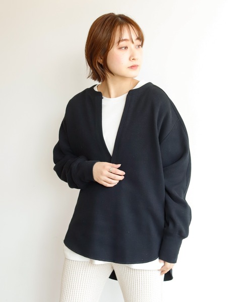 Auntie Rosa Holiday（アンティローザホリデー）の「ディープスリットスキッパーリブトップ（スウェット・レディース・ナチュラル/ピンク/ブラック/ベージュ・FREE）」の19枚目の写真