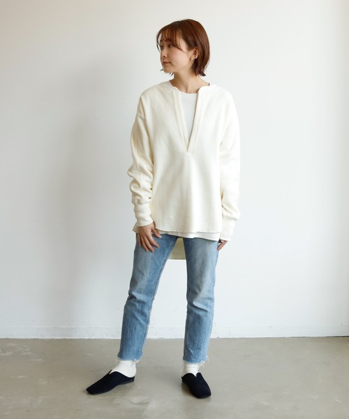 Auntie Rosa Holiday（アンティローザホリデー）の「ディープスリットスキッパーリブトップ（スウェット・レディース・ナチュラル/ピンク/ブラック/ベージュ・FREE）」の14枚目の写真
