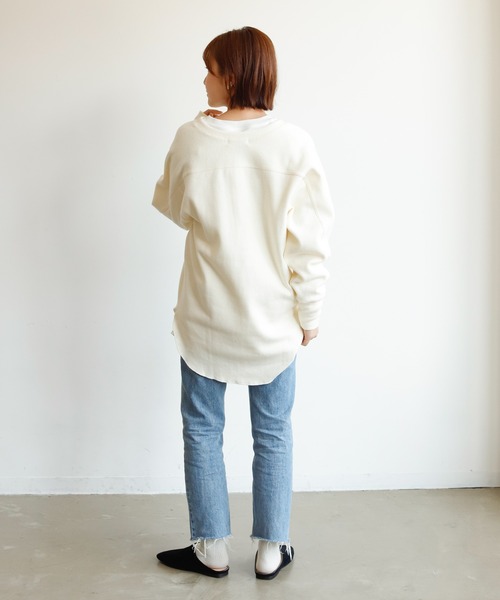 Auntie Rosa Holiday（アンティローザホリデー）の「ディープスリットスキッパーリブトップ（スウェット・レディース・ナチュラル/ピンク/ブラック/ベージュ・FREE）」の15枚目の写真