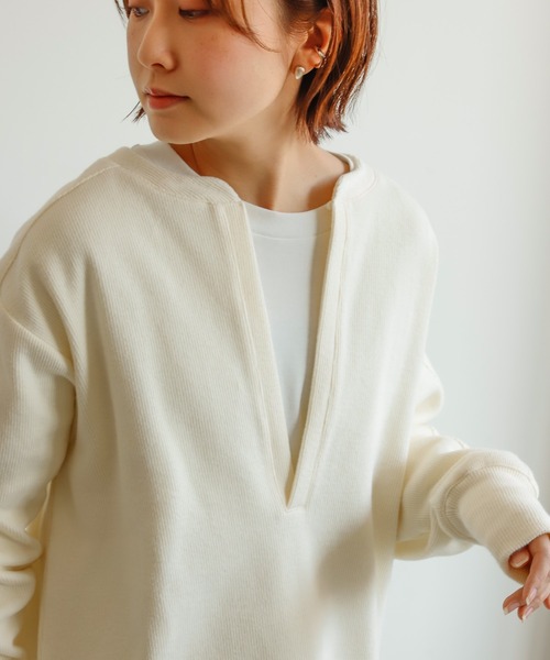 Auntie Rosa Holiday（アンティローザホリデー）の「ディープスリットスキッパーリブトップ（スウェット・レディース・ナチュラル/ピンク/ブラック/ベージュ・FREE）」の16枚目の写真