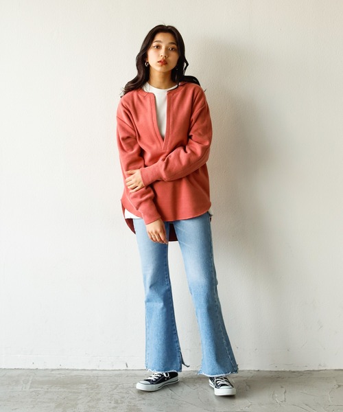 Auntie Rosa Holiday（アンティローザホリデー）の「ディープスリットスキッパーリブトップ（スウェット・レディース・ナチュラル/ピンク/ブラック/ベージュ・FREE）」の20枚目の写真